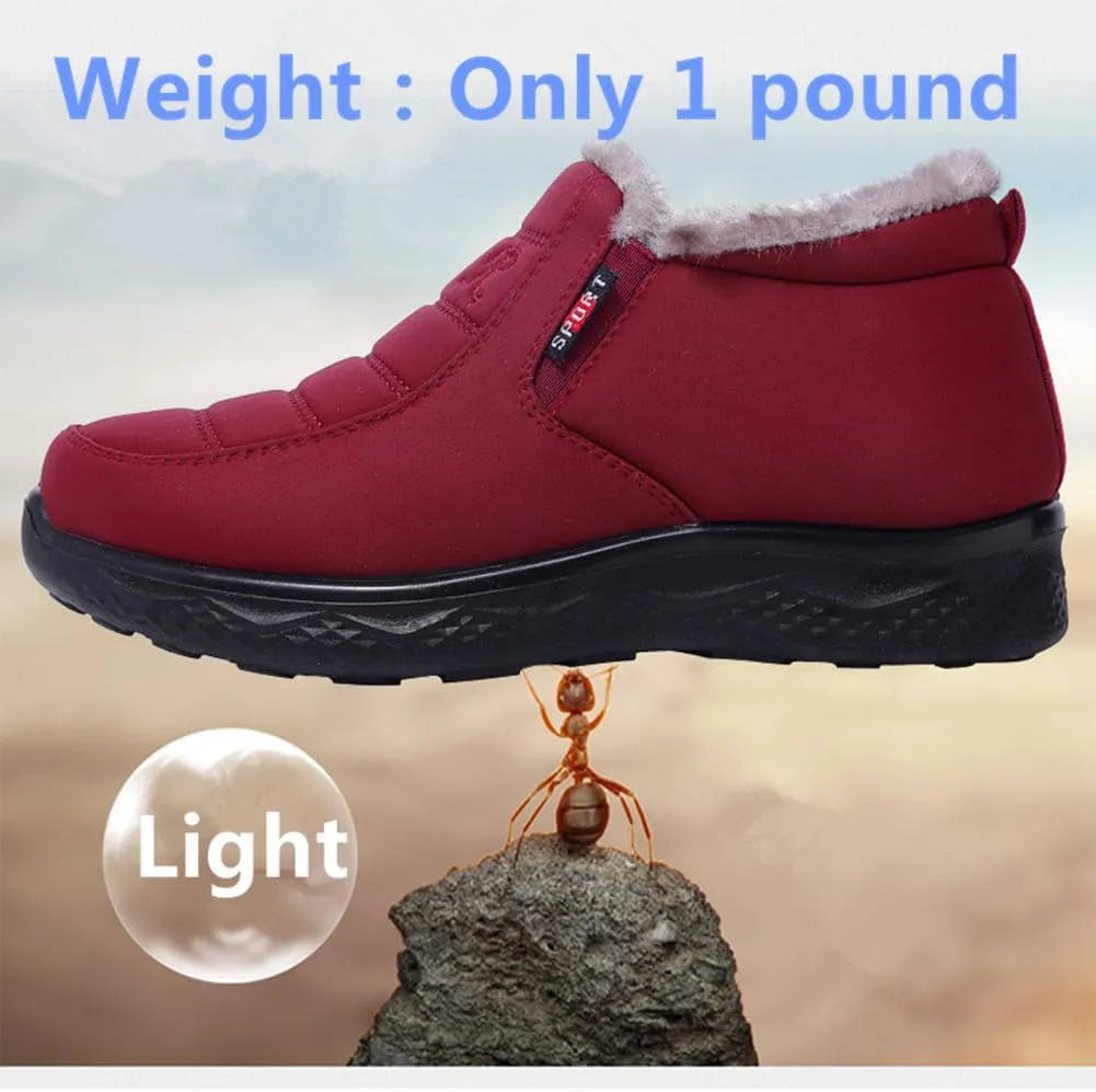 UIKGITP Womens Winter Tarpauli Boots Waterproof Snow Fur Lined Warm Platform Ankle Slip On Stylish Fuzzy Youth Women Booties