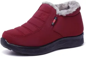 UIKGITP Womens Winter Tarpauli Boots Waterproof Snow Fur Lined Warm Platform Ankle Slip On Stylish Fuzzy Youth Women Booties