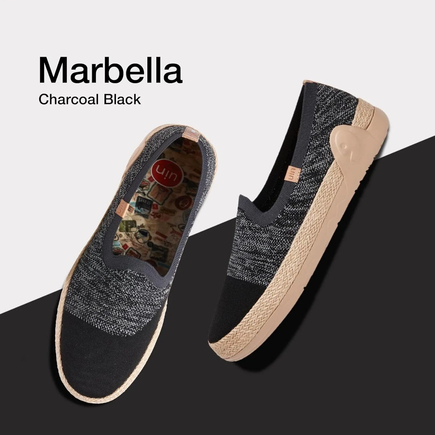 UIN Men's Espadrilles Slip OnsLightweight Walking Casual Loafers Comfortable Art Painted Travel Shoes Marbella Series