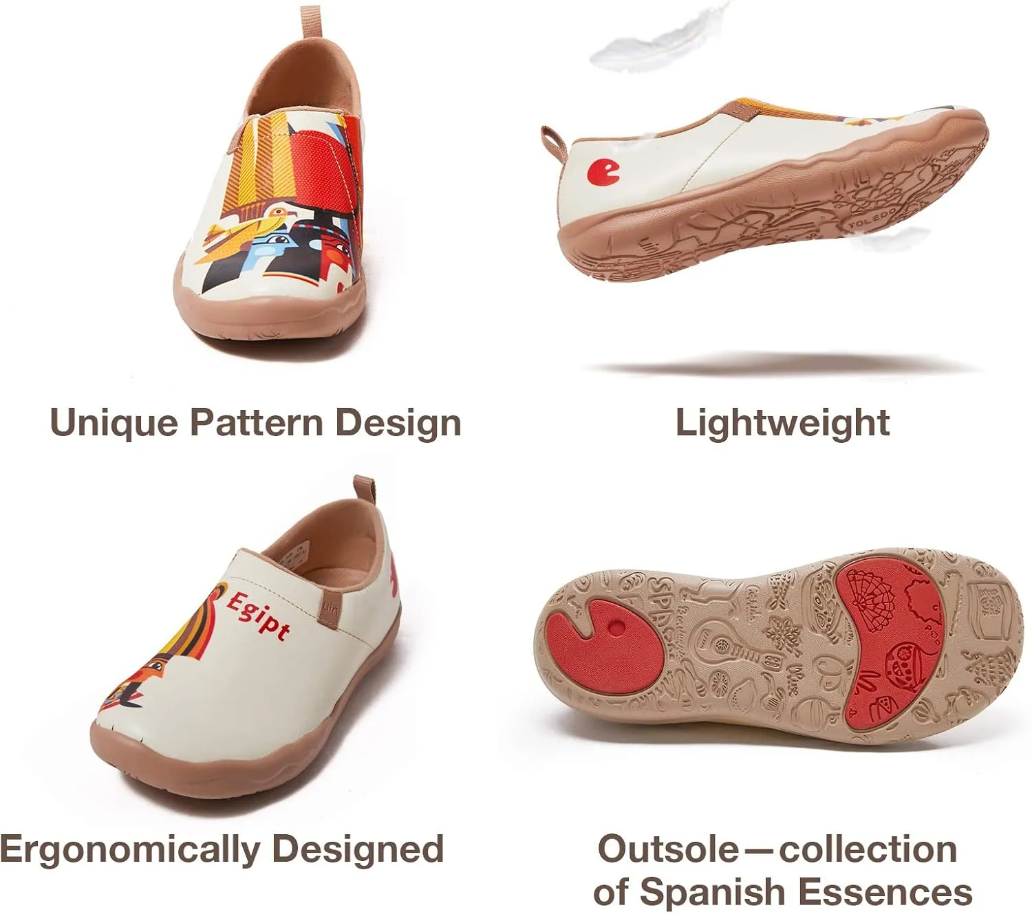UIN Women's Artistic Design Slip-On Microfiber PU Shoes Stylish Comfortable Casual Loafers Lightweight Everyday Travel Footwear