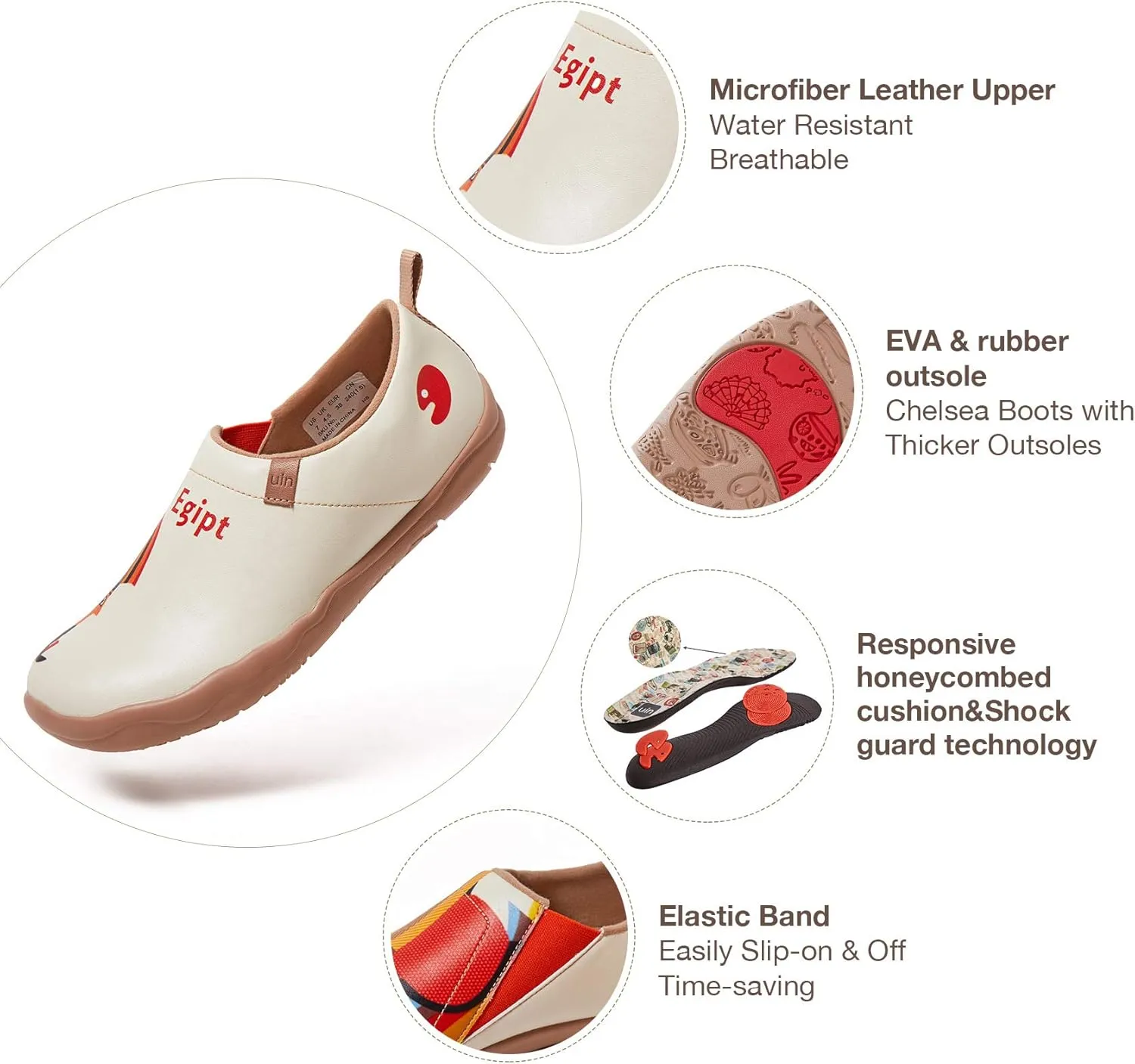 UIN Women's Artistic Design Slip-On Microfiber PU Shoes Stylish Comfortable Casual Loafers Lightweight Everyday Travel Footwear