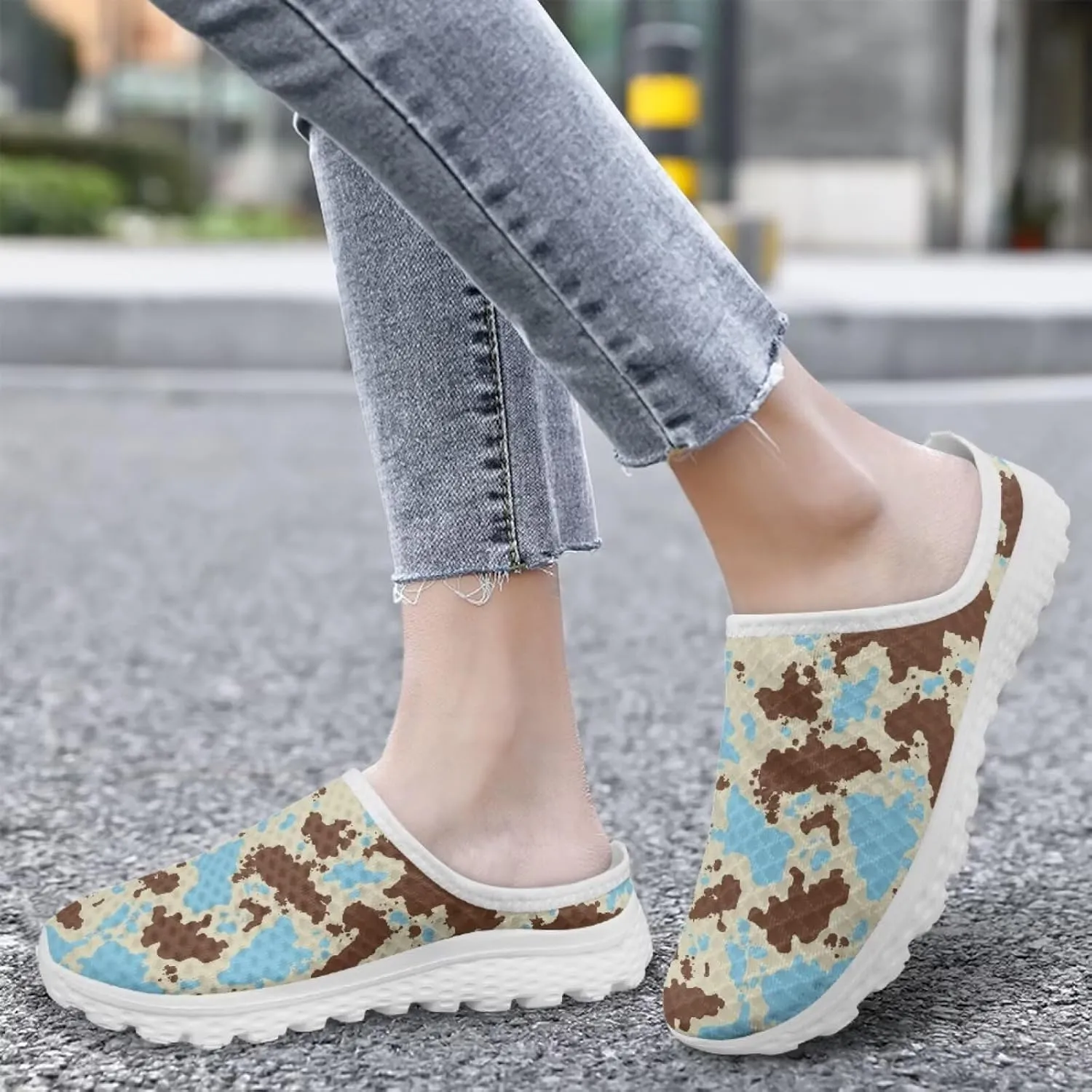 UNICEU Women Mules Shoes Slip On Open Back Mesh Sneakers Non Slip Backless Breathable House Slippers for Running Walking