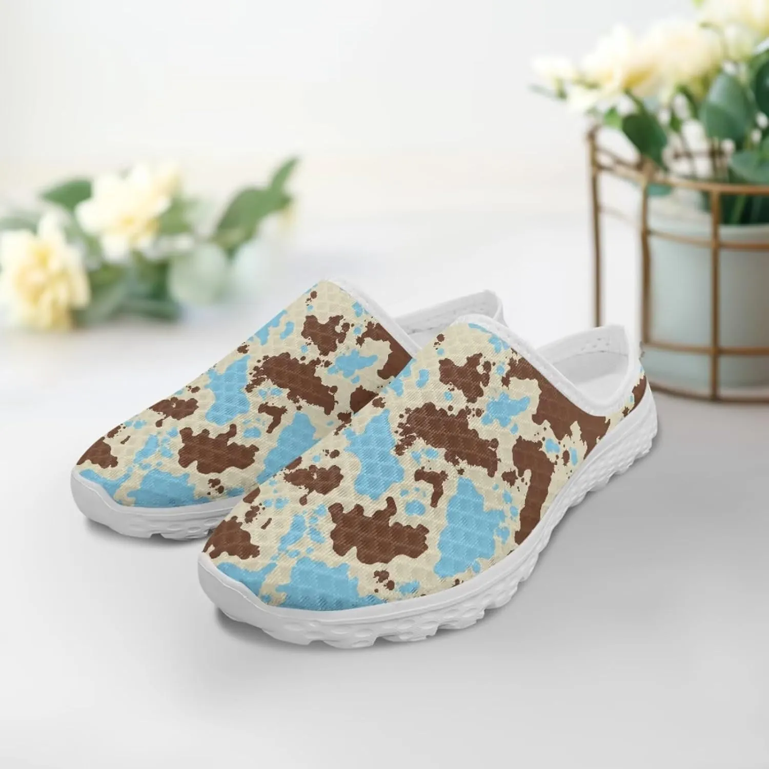 UNICEU Women Mules Shoes Slip On Open Back Mesh Sneakers Non Slip Backless Breathable House Slippers for Running Walking