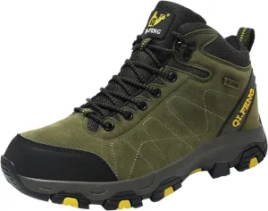 Unisex Hiking Boots High Top Lace Up Lightweight Waterproof Outdoor Trekking Camping Trail Hiking Boots Non Slip Rubber Outsole Soft Memory Foam Midsole Sneakers Comfy Daily Walking Work Shoes