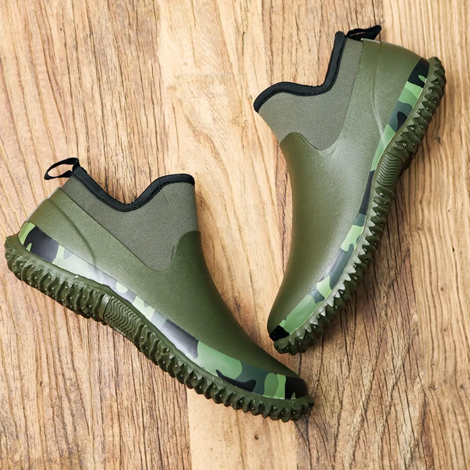 Unisex Waterproof Garden Shoes Ankle Rain Boots Mud Muck Rubber Slip-On Footwear with Comfort Insole for Women Men
