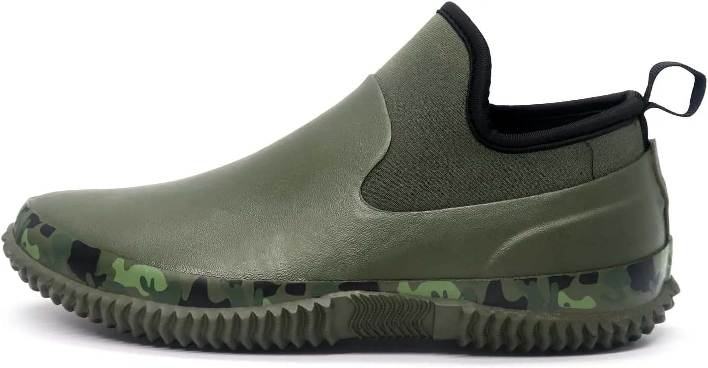 Unisex Waterproof Garden Shoes Ankle Rain Boots Mud Muck Rubber Slip-On Footwear with Comfort Insole for Women Men