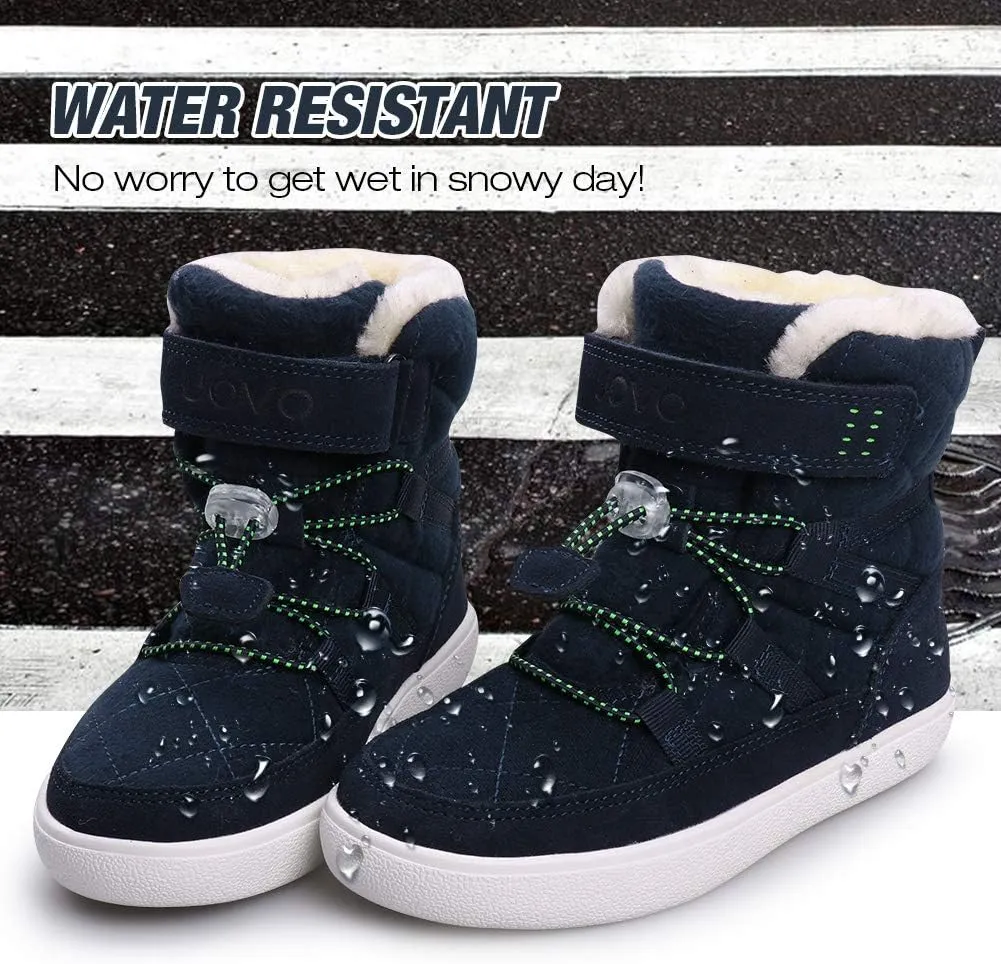UOVO Boys Snow Boots Winter Waterproof Slip Resistant Fur Lined Outdoor Shoes(Little Kid/Big Kid)