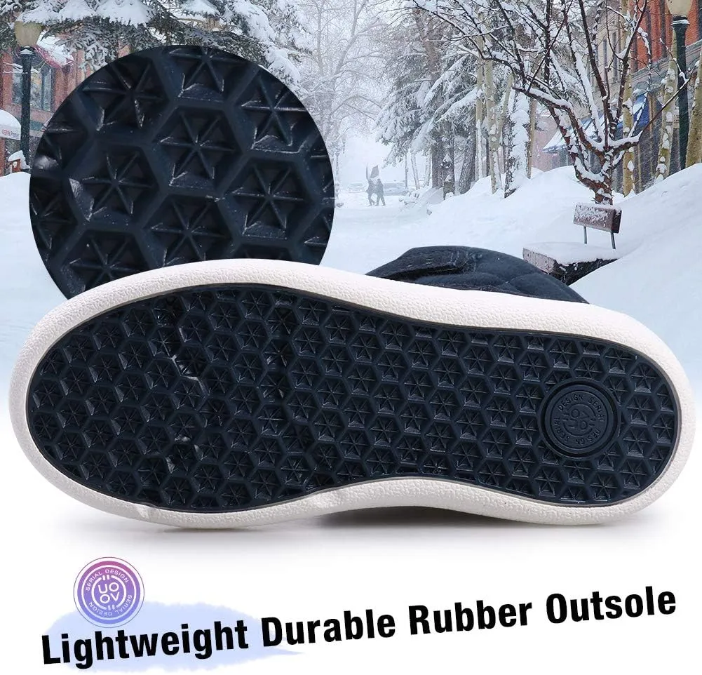 UOVO Boys Snow Boots Winter Waterproof Slip Resistant Fur Lined Outdoor Shoes(Little Kid/Big Kid)