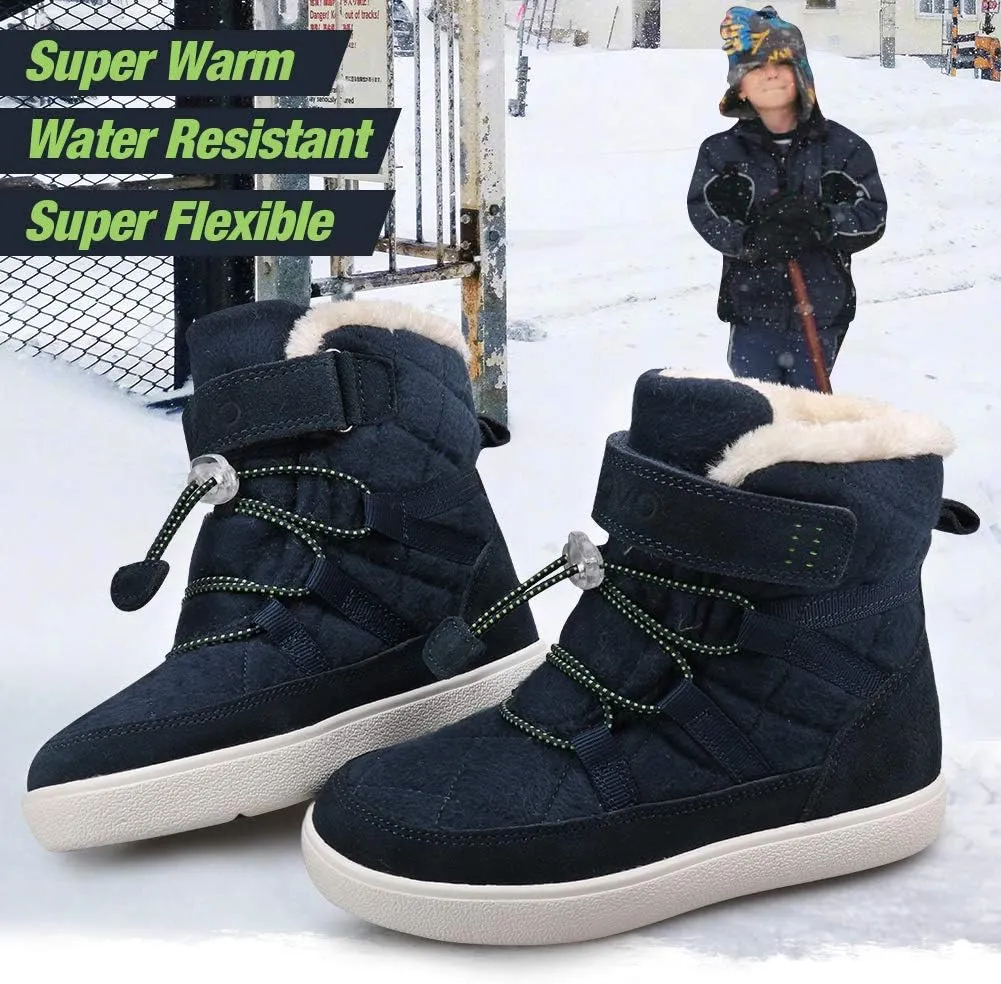 UOVO Boys Snow Boots Winter Waterproof Slip Resistant Fur Lined Outdoor Shoes(Little Kid/Big Kid)