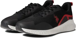 U.S. POLO ASSN. Fit - Sneakers for Men - Padded Collars - Round Toe Silhouette - Textile Uppers - Toe Guard Black/Red 10.5 M
