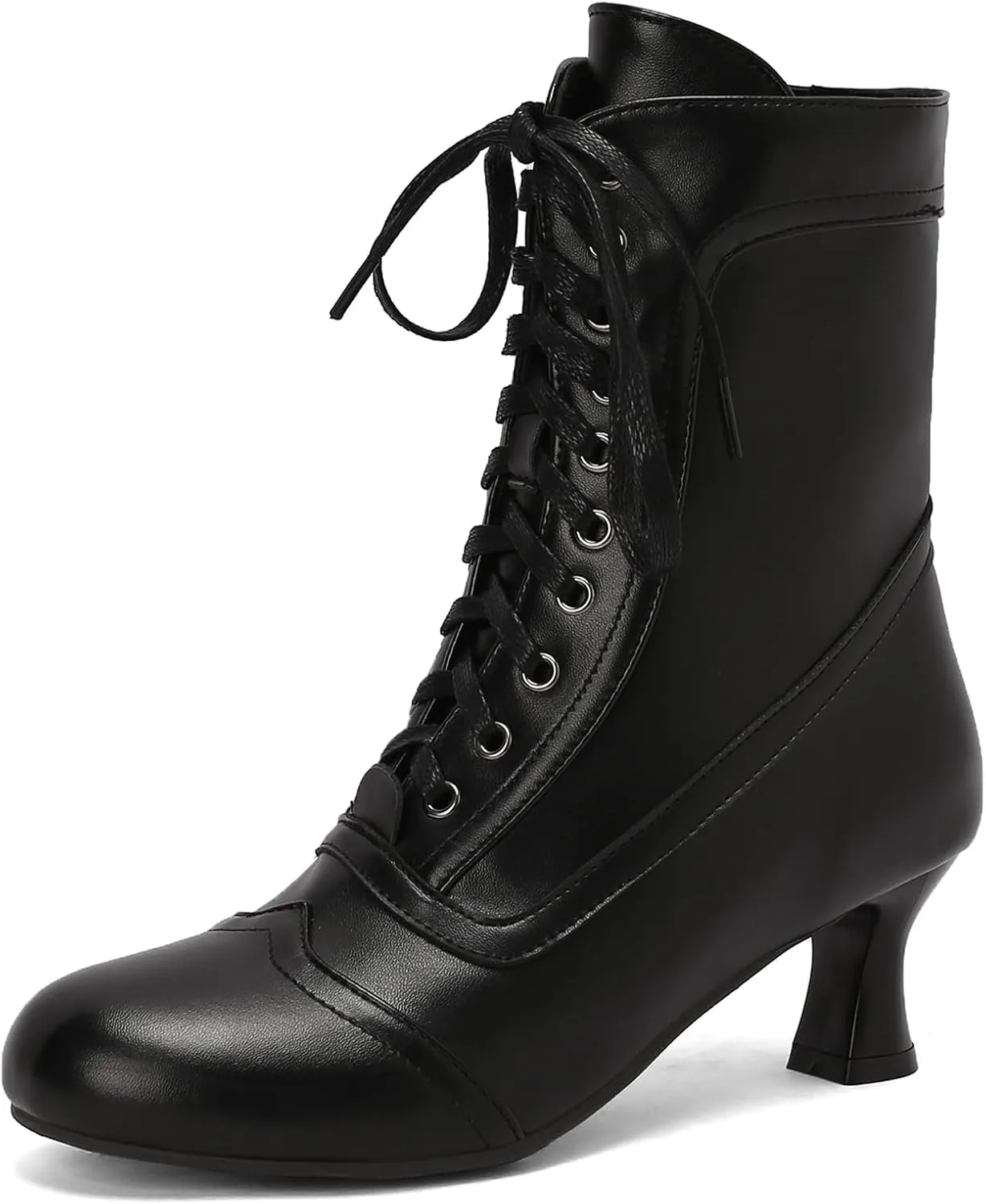 Victorian Boots for Women Vintage Lace Up Ankle-High Booties Costume Goth Booties Halloween Witch Stuff Cuban Heel Granny Boots