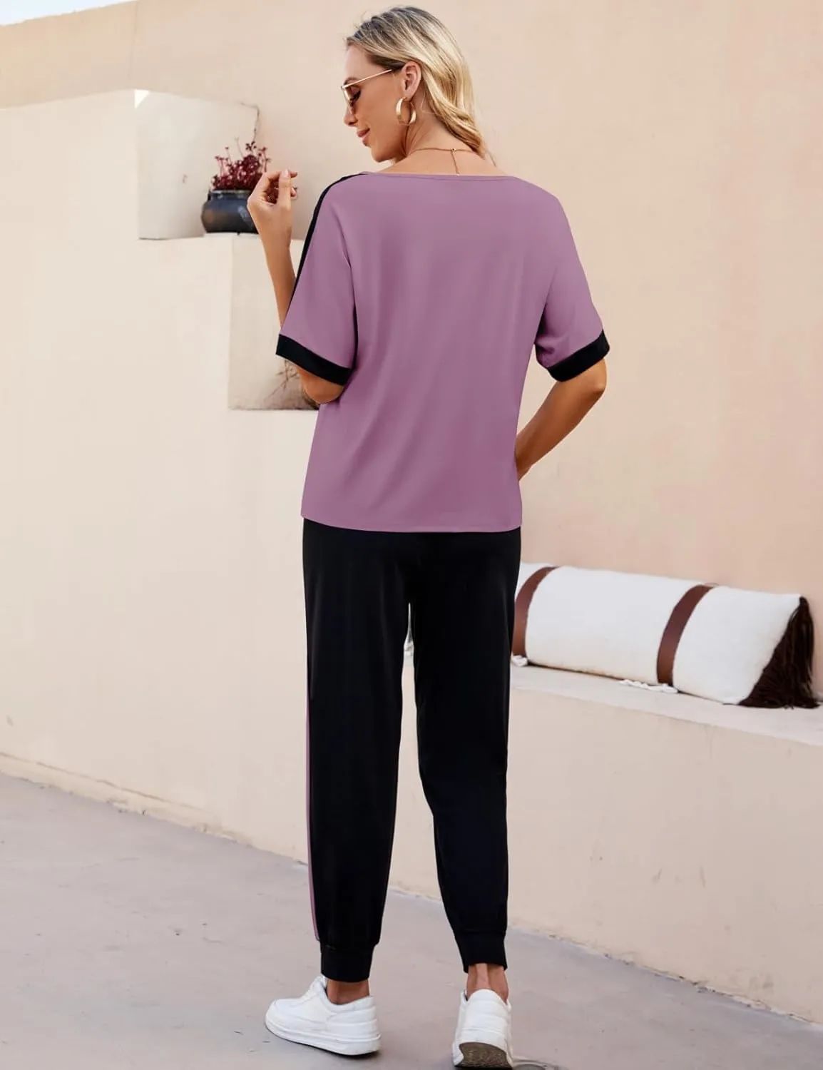 VIMPUNEC Women 2 Piece Outfits Summer Casual Lounge Sets Soft Sweatsuits Trendy Matching Sets
