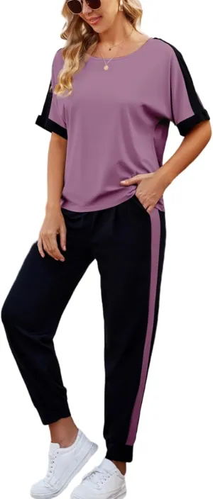 VIMPUNEC Women 2 Piece Outfits Summer Casual Lounge Sets Soft Sweatsuits Trendy Matching Sets