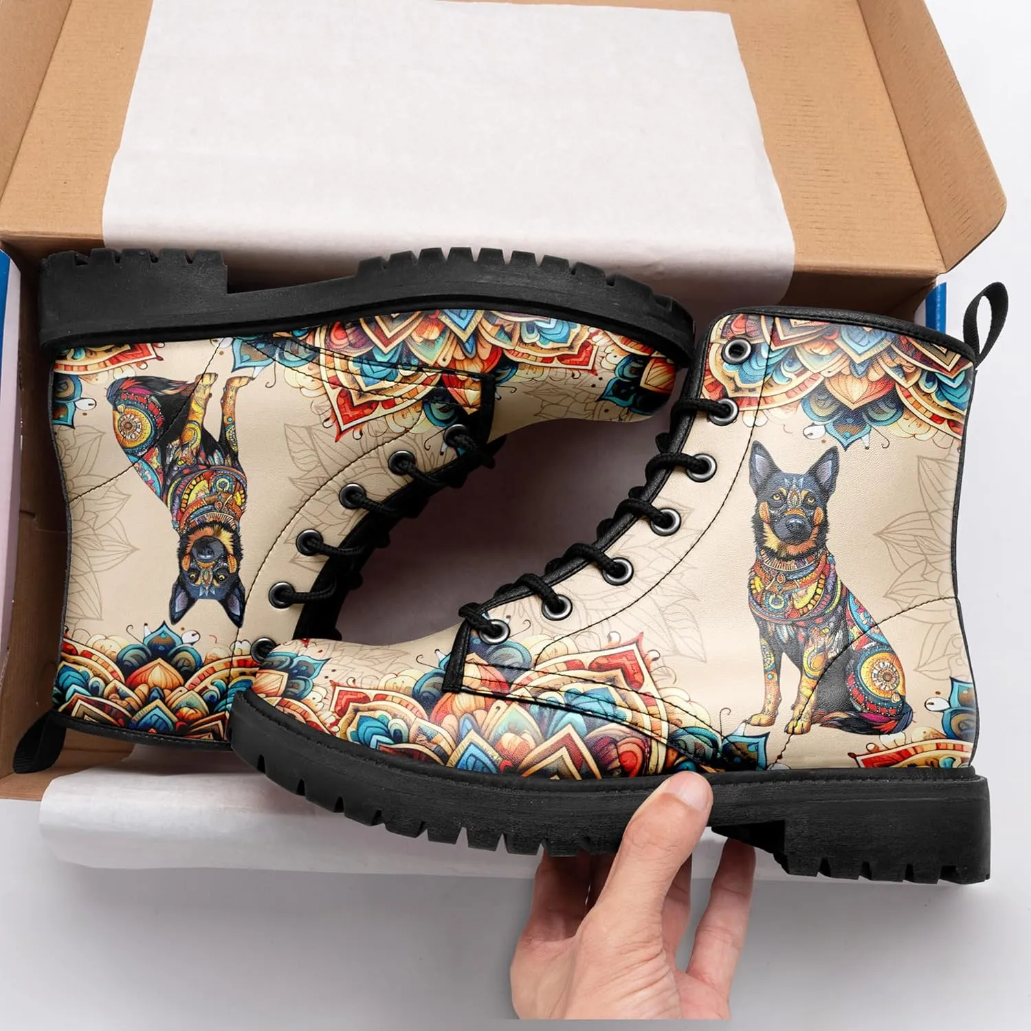 Vintage Bohemian Combat Boots Comfortable High-Top Ankle Booties for Women Men Fashion Casual Festival Winter Footwear
