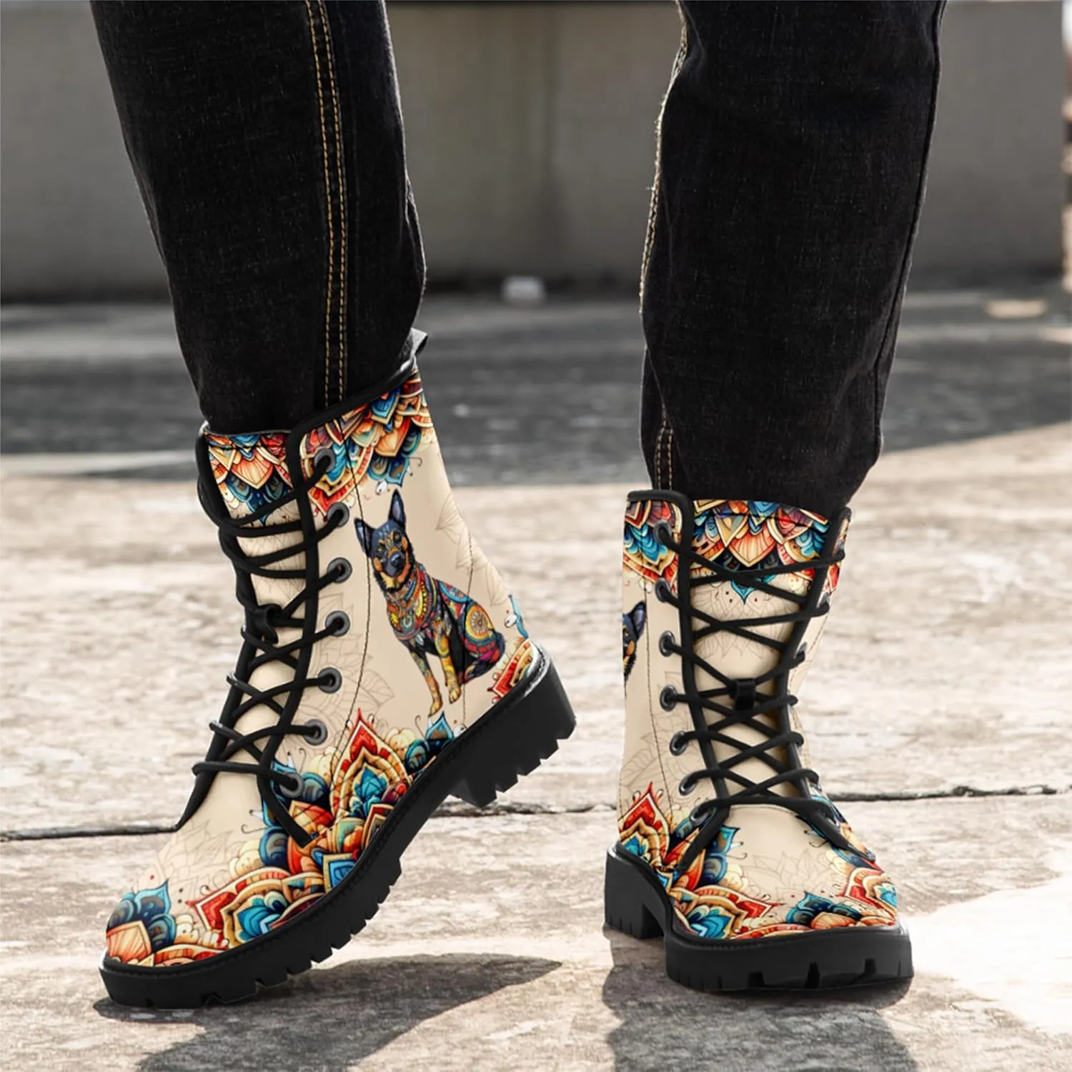 Vintage Bohemian Combat Boots Comfortable High-Top Ankle Booties for Women Men Fashion Casual Festival Winter Footwear