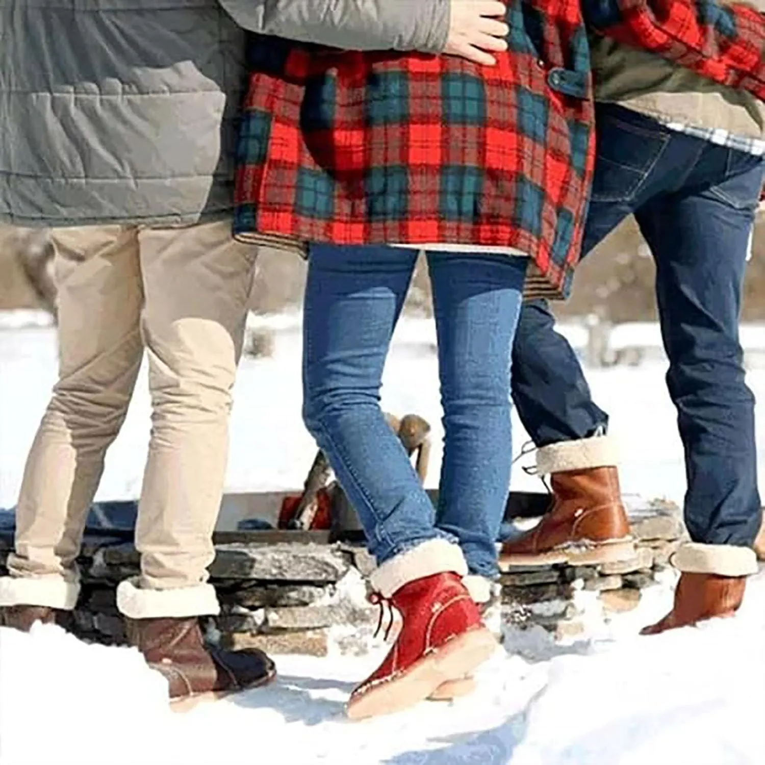 Vintage Buttery-Soft Waterproof Wool Lining Boots,Women's Slip-On Orthopedic Waterproof Diabetic Walking Snow Boots