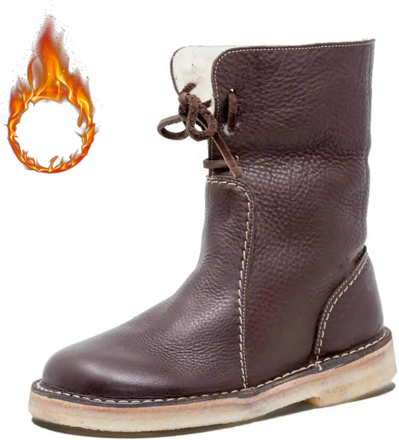 Vintage Buttery-Soft Waterproof Wool Lining Boots,Women's Slip-On Orthopedic Waterproof Diabetic Walking Snow Boots