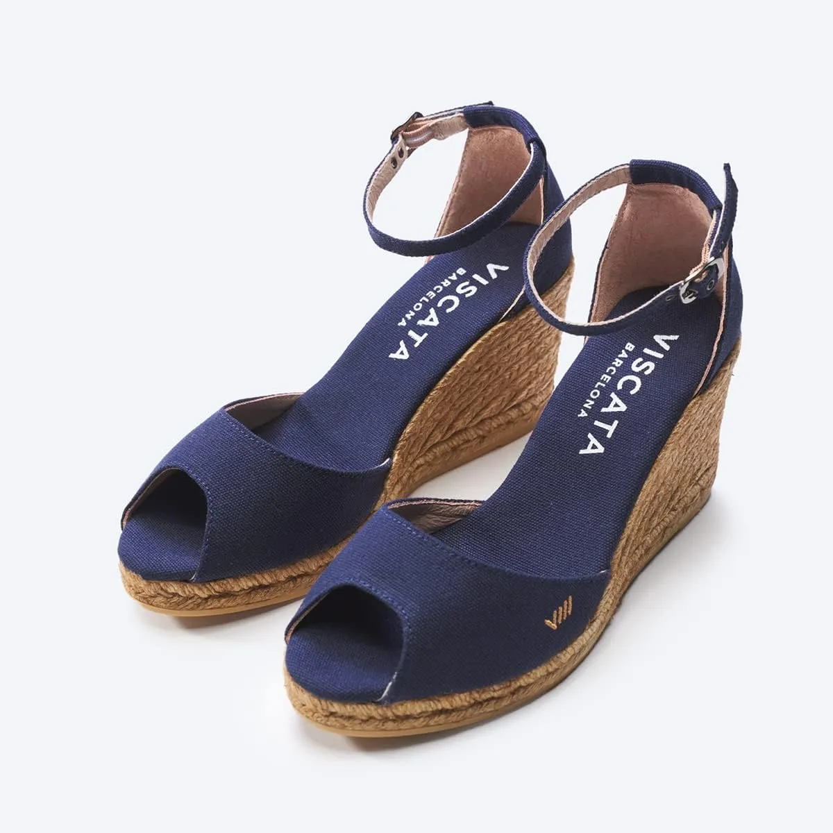 Viscata Aiguafreda Espadrille Canvas Wedges Spain Handmade 3 ½” Heel Women's Open Toe Sandals with Breathable Organic Cotton Canvas and 100% Natural Jute Midsole for all Occasions: Casual, Work, Party
