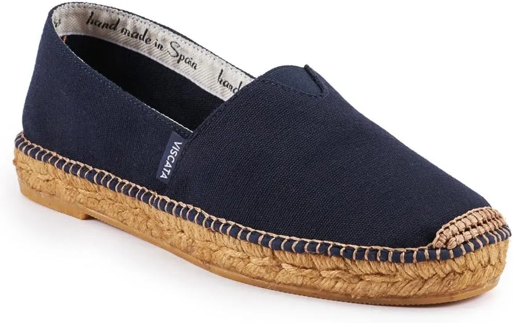 VISCATA Barceloneta Espadrille Canvas Women's Flat Slip On Shoes Handmade in Spain Fashionable Organic Cotton Canvas Lightweight Material with 100% Natural Jute Midsole for All Casual Occasions