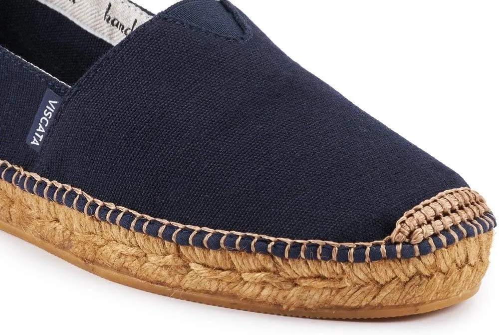 VISCATA Barceloneta Espadrille Canvas Women's Flat Slip On Shoes Handmade in Spain Fashionable Organic Cotton Canvas Lightweight Material with 100% Natural Jute Midsole for All Casual Occasions