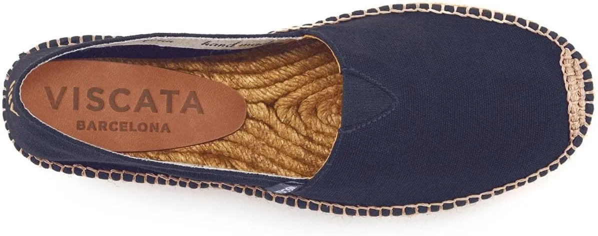 VISCATA Barceloneta Espadrille Canvas Women's Flat Slip On Shoes Handmade in Spain Fashionable Organic Cotton Canvas Lightweight Material with 100% Natural Jute Midsole for All Casual Occasions