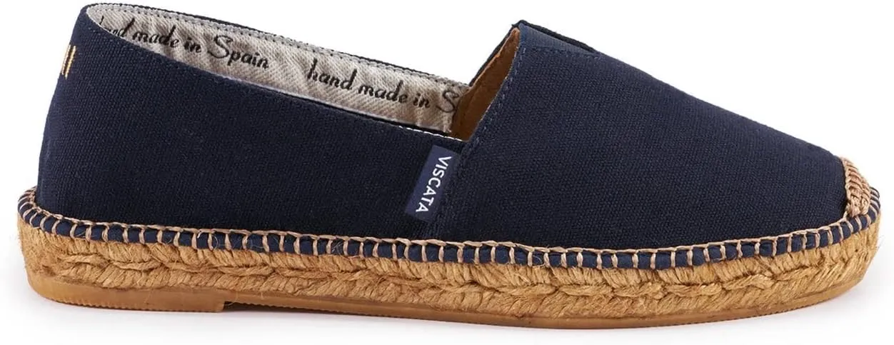 VISCATA Barceloneta Espadrille Canvas Women's Flat Slip On Shoes Handmade in Spain Fashionable Organic Cotton Canvas Lightweight Material with 100% Natural Jute Midsole for All Casual Occasions