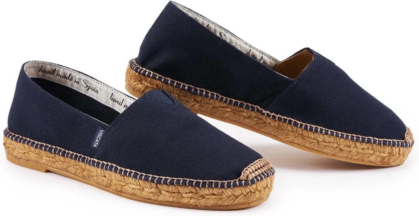 VISCATA Barceloneta Espadrille Canvas Women's Flat Slip On Shoes Handmade in Spain Fashionable Organic Cotton Canvas Lightweight Material with 100% Natural Jute Midsole for All Casual Occasions