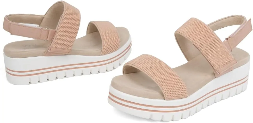 VJH confort Women's Wedge Sandals, Open Toe Ankle Strap Casual Platform Sandals