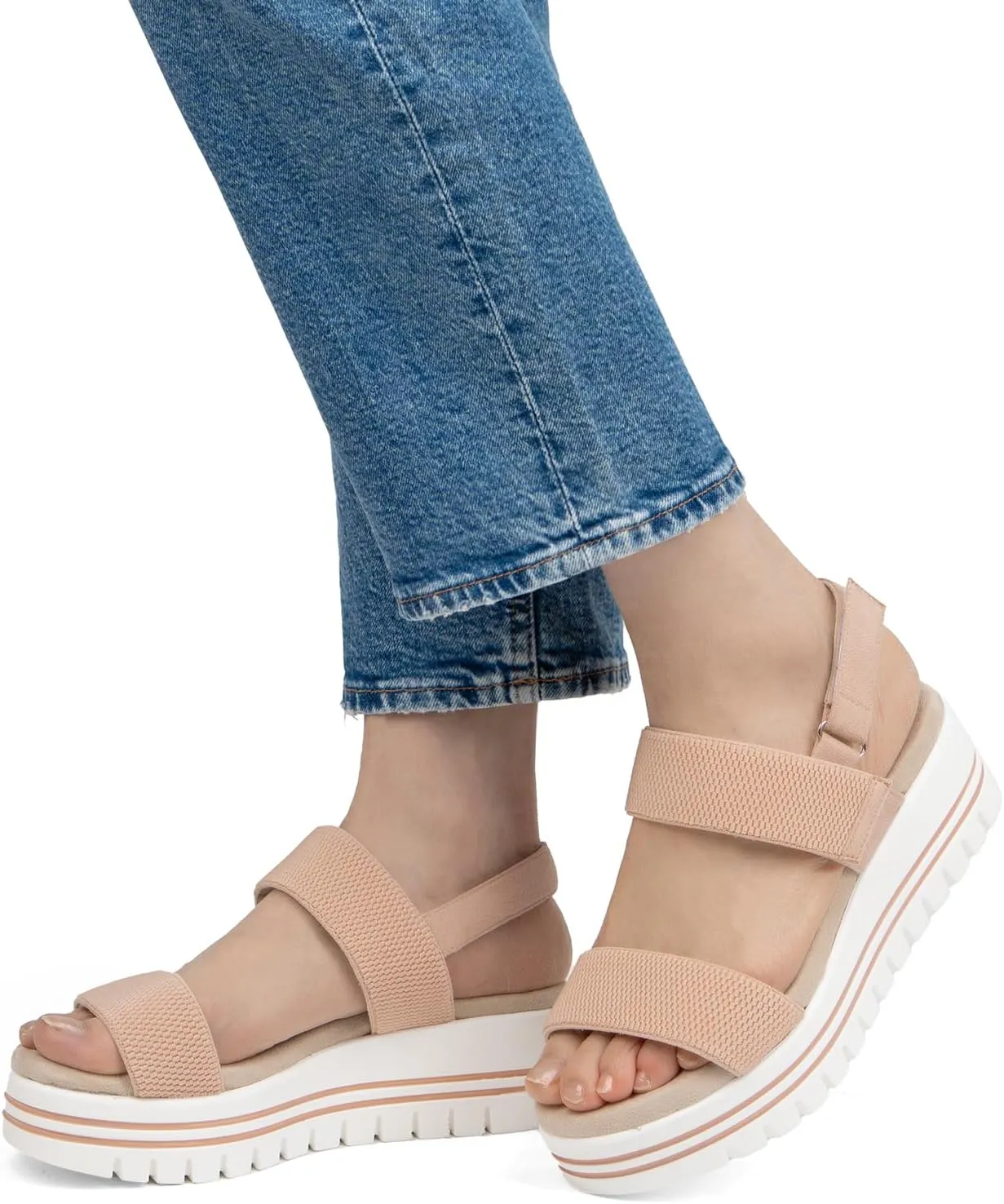 VJH confort Women's Wedge Sandals, Open Toe Ankle Strap Casual Platform Sandals