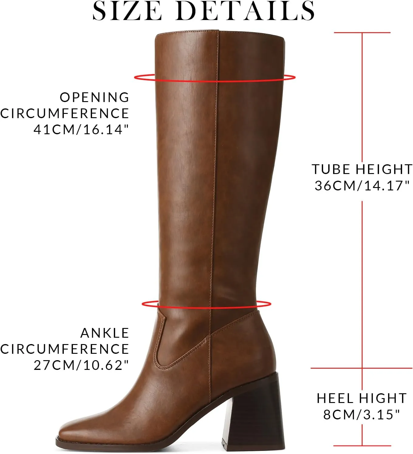VOMIRA Knee High Boots Women Wide Calf Boots for Women Square Toe Tall Boots Chunky Heel Leather Long Boots Winter Fall Boots Black Boots for Women