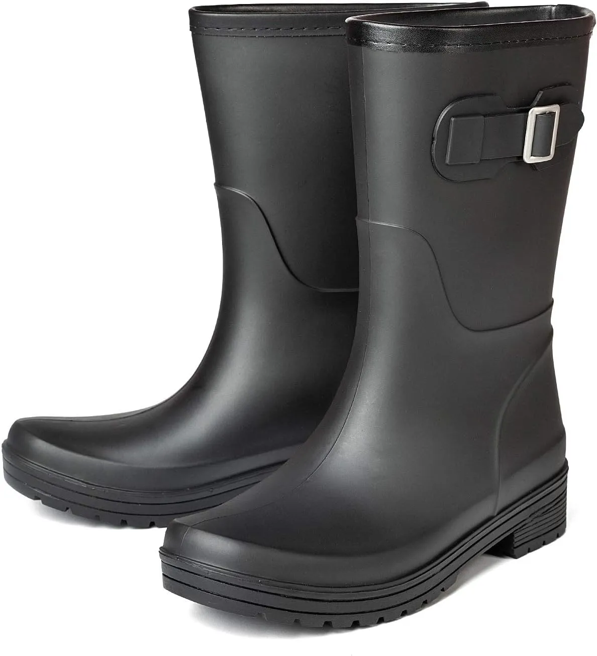VOROLO Women's Short Rain Boots,Rubber Waterproof Garden Boots,Elastic Slip On Ankle Chelsea Boot,Fashion Insulated Rain Shoe With Low Heel