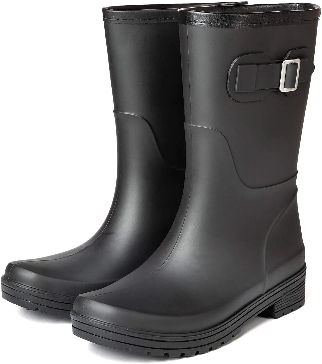 VOROLO Women's Short Rain Boots,Rubber Waterproof Garden Boots,Elastic Slip On Ankle Chelsea Boot,Fashion Insulated Rain Shoe With Low Heel