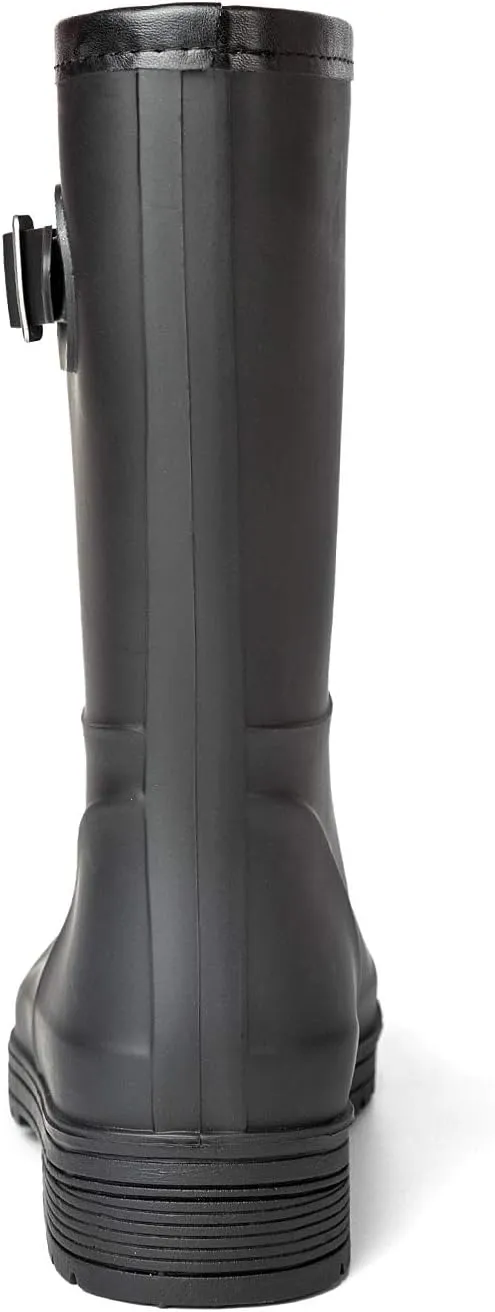 VOROLO Women's Short Rain Boots,Rubber Waterproof Garden Boots,Elastic Slip On Ankle Chelsea Boot,Fashion Insulated Rain Shoe With Low Heel
