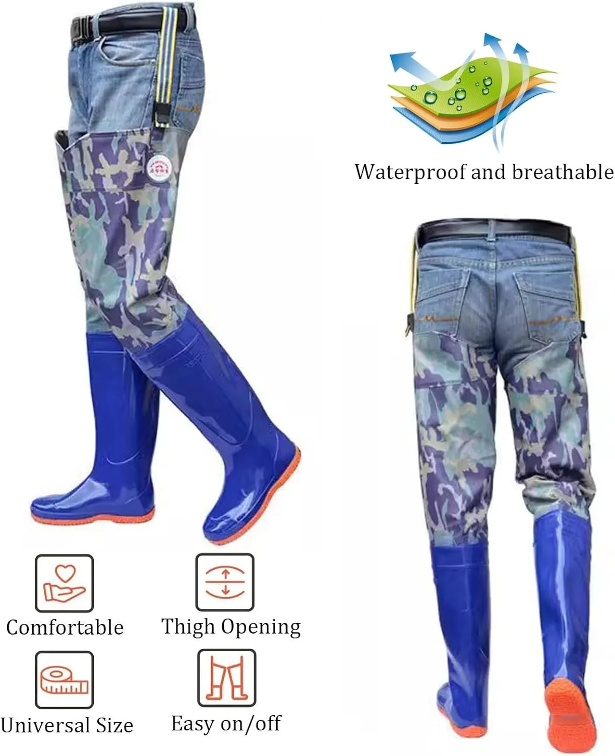 Waterproof Hip Waders Wading Boots Lightweight Fit Fishing Boots for Men Women Outdoor Swamp Stream Camping