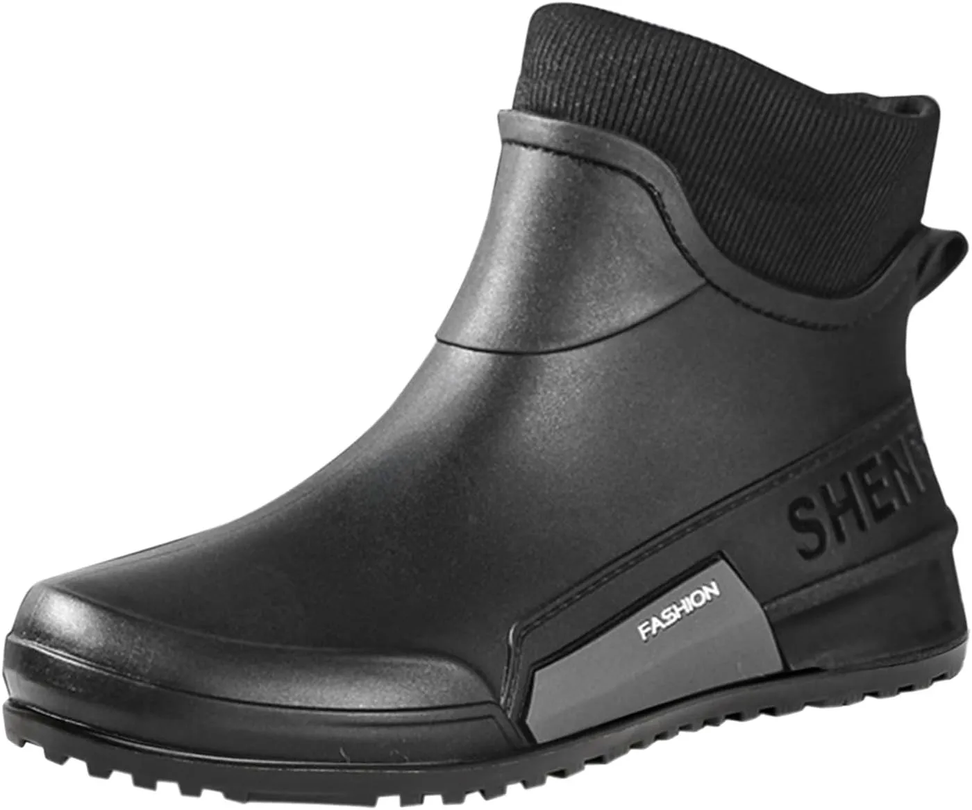 Waterproof Rain Boots Women Knit Lined Mens Grounded Footwear Boots Ankle Booties Heels Dress Barefoot Shoes Short Boots Slip-Ons Garden Fashion Ladies Rain Boot