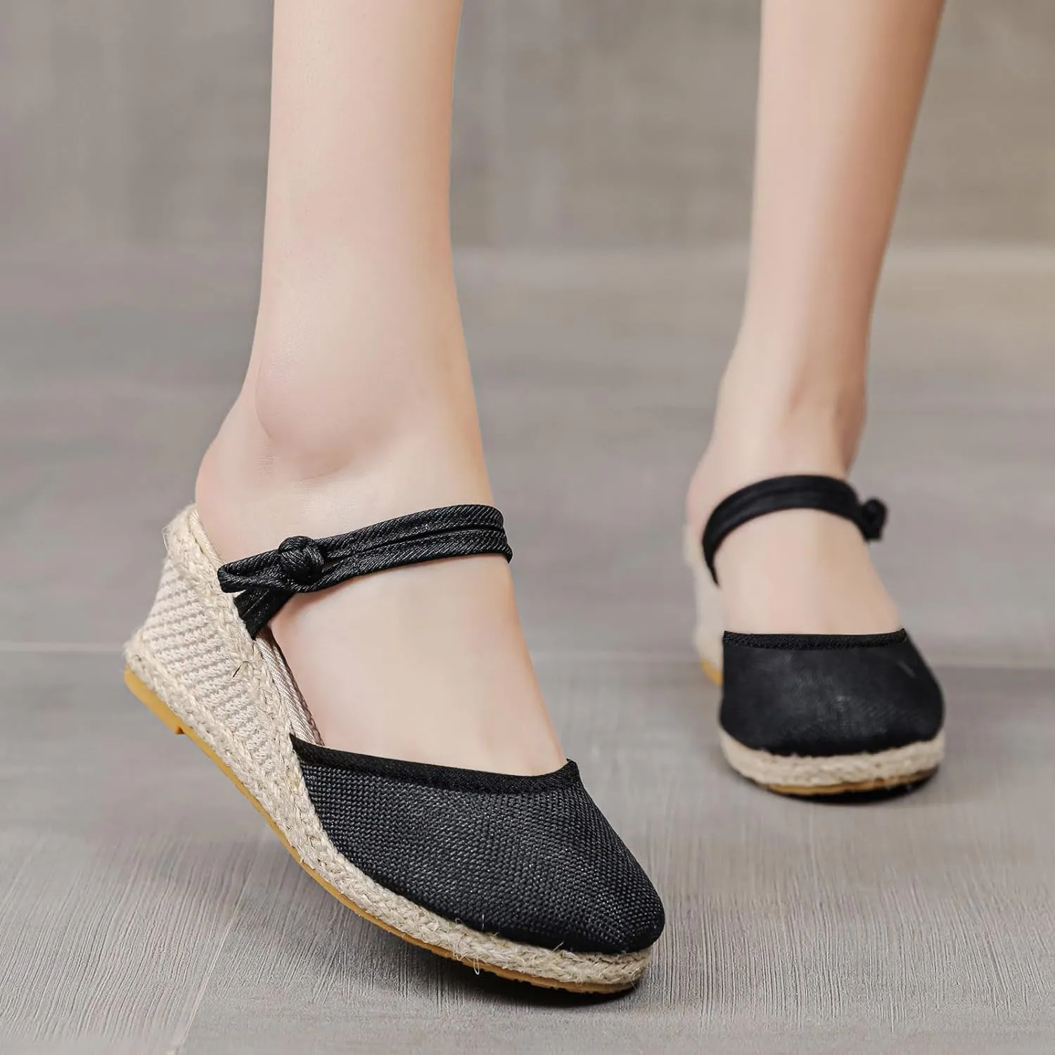 Wedge Sandals for Women Closed Toe Wedge Heels Sandals Retro Casual Buckle Strap Sandal Platform Summer Shoes