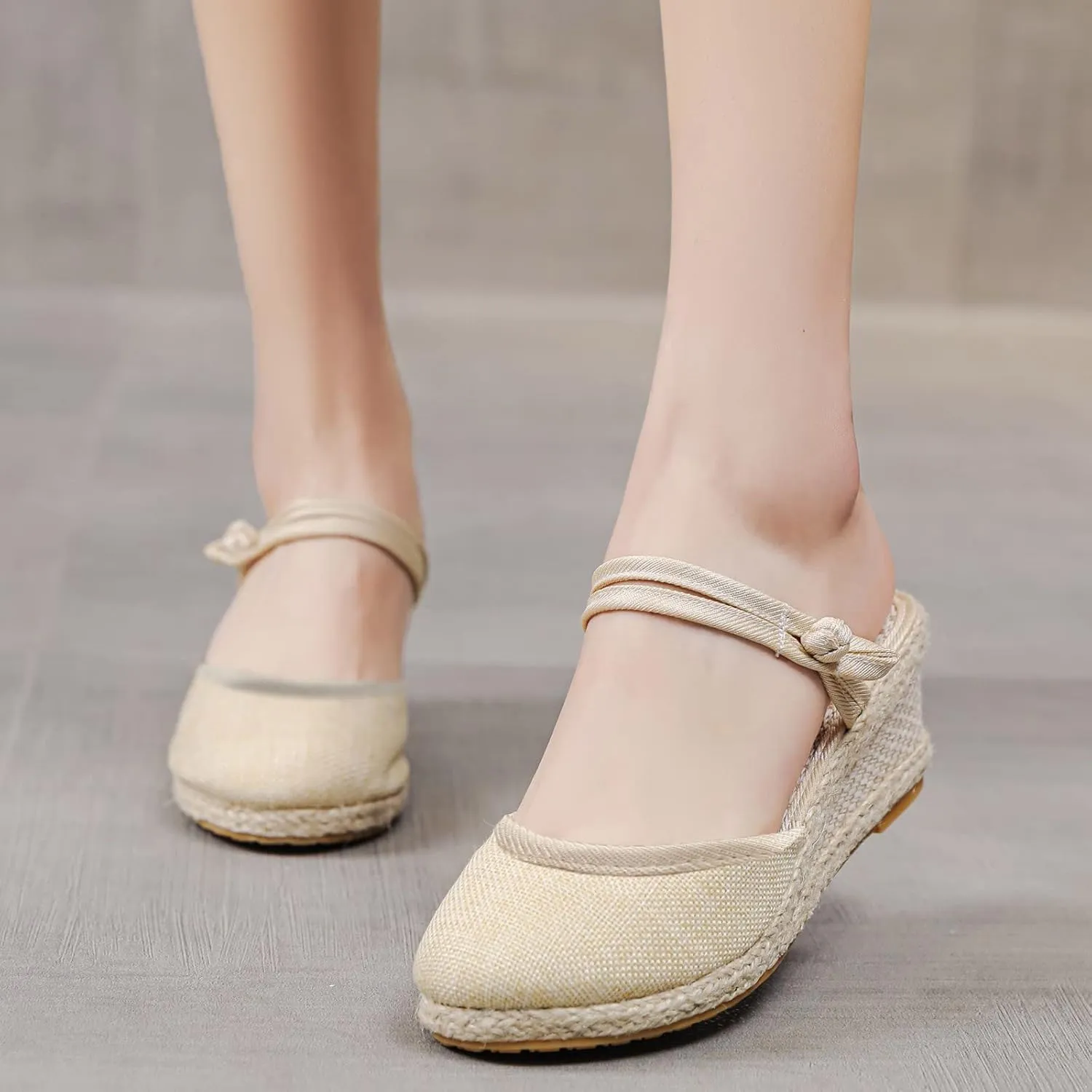 Wedge Sandals for Women Closed Toe Wedge Heels Sandals Retro Casual Buckle Strap Sandal Platform Summer Shoes