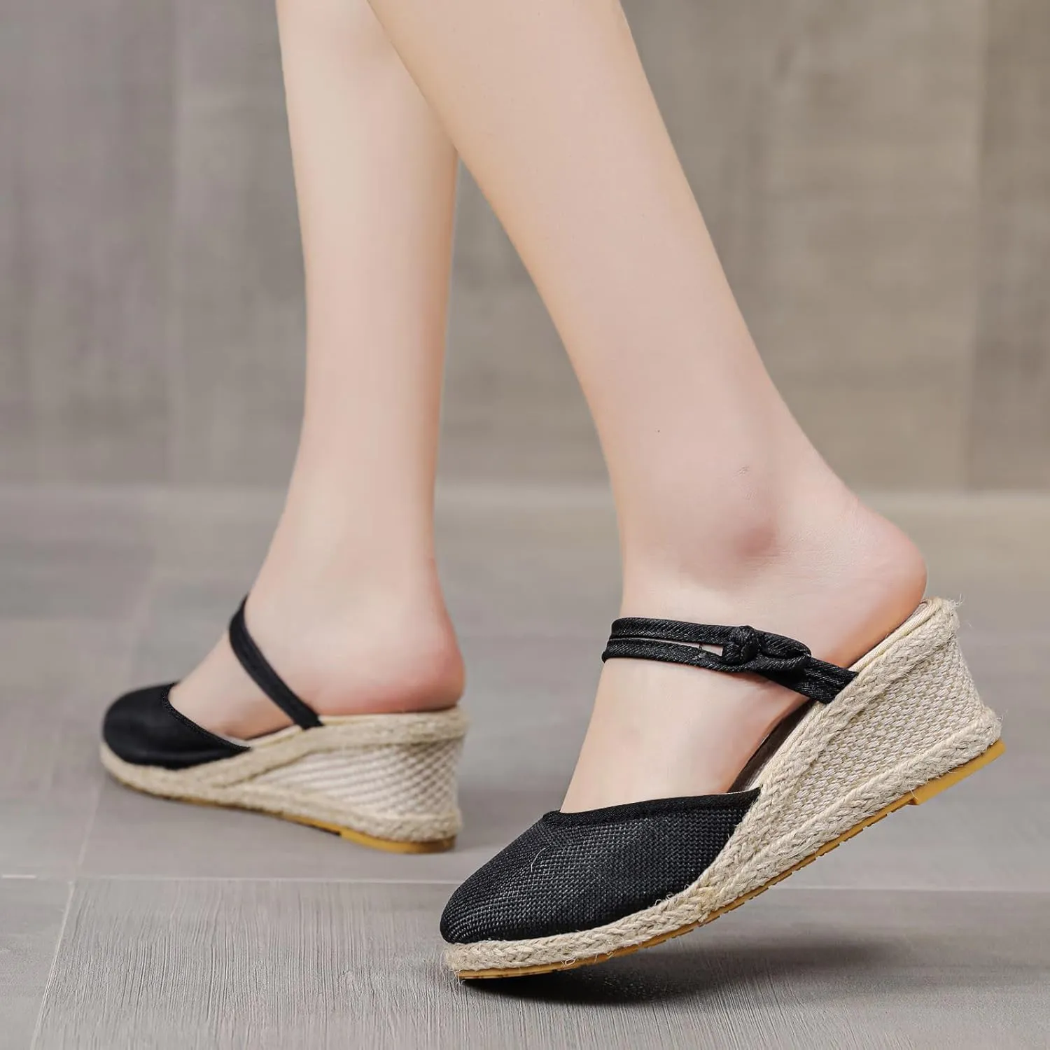 Wedge Sandals for Women Closed Toe Wedge Heels Sandals Retro Casual Buckle Strap Sandal Platform Summer Shoes