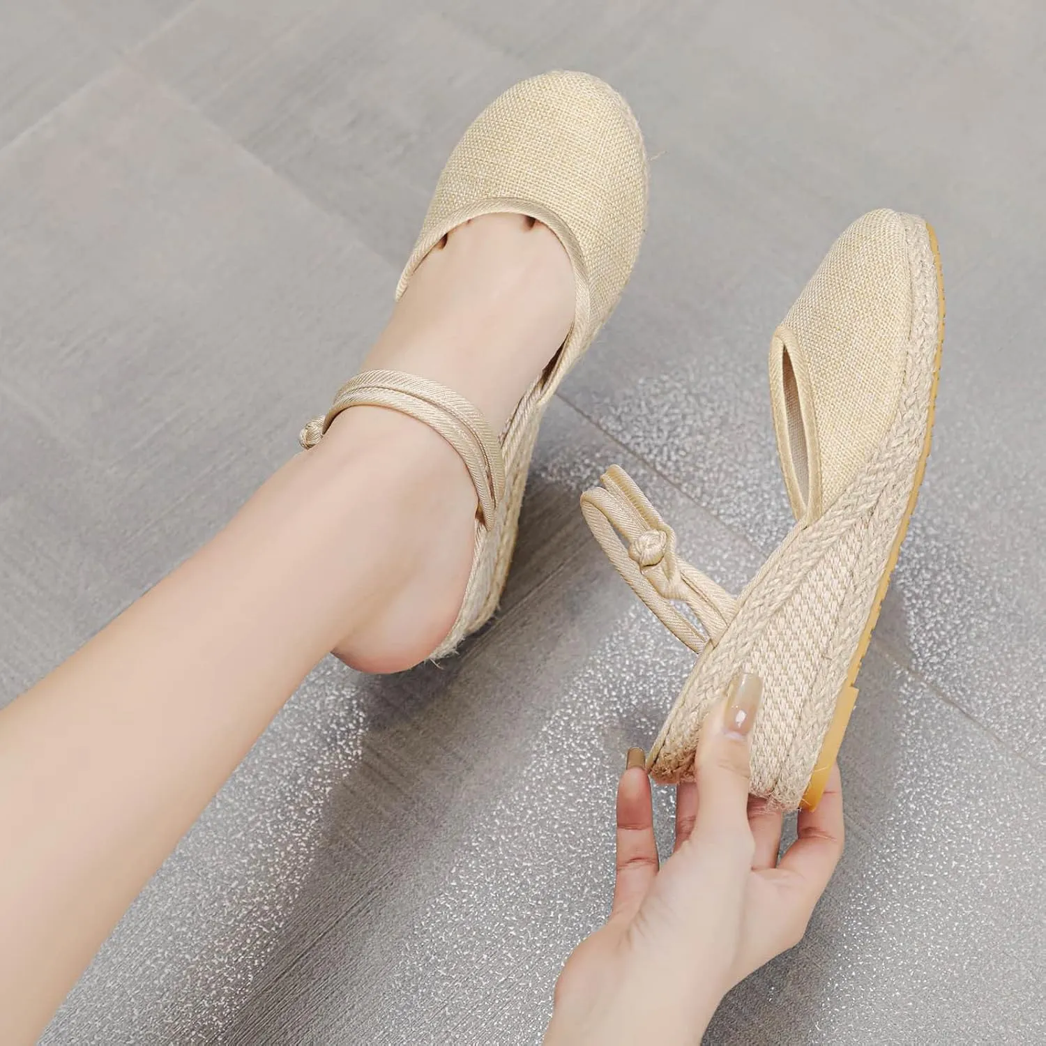 Wedge Sandals for Women Closed Toe Wedge Heels Sandals Retro Casual Buckle Strap Sandal Platform Summer Shoes