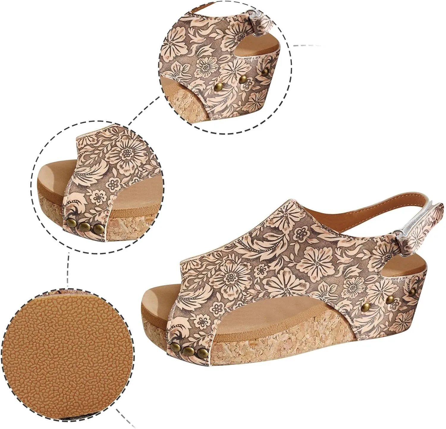 Wedge Sandals for Women Dressy Summer,2025 Women's Open Toe Espadrilles Platform Ankle Strap Comfortable Cork Heeled Wedges Casual Summer Dress Shoes