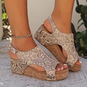 Wedge Sandals for Women Dressy Summer,2025 Women's Open Toe Espadrilles Platform Ankle Strap Comfortable Cork Heeled Wedges Casual Summer Dress Shoes