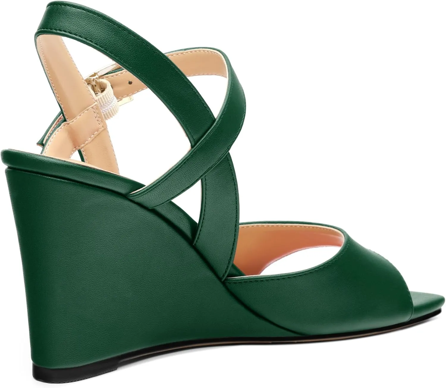 Wedge Sandals for Women, Square Open Toe Ankle Strap Adjustable Strap Matte Comfortable Casual Dating High Heeled Sandals 3.35 Inch