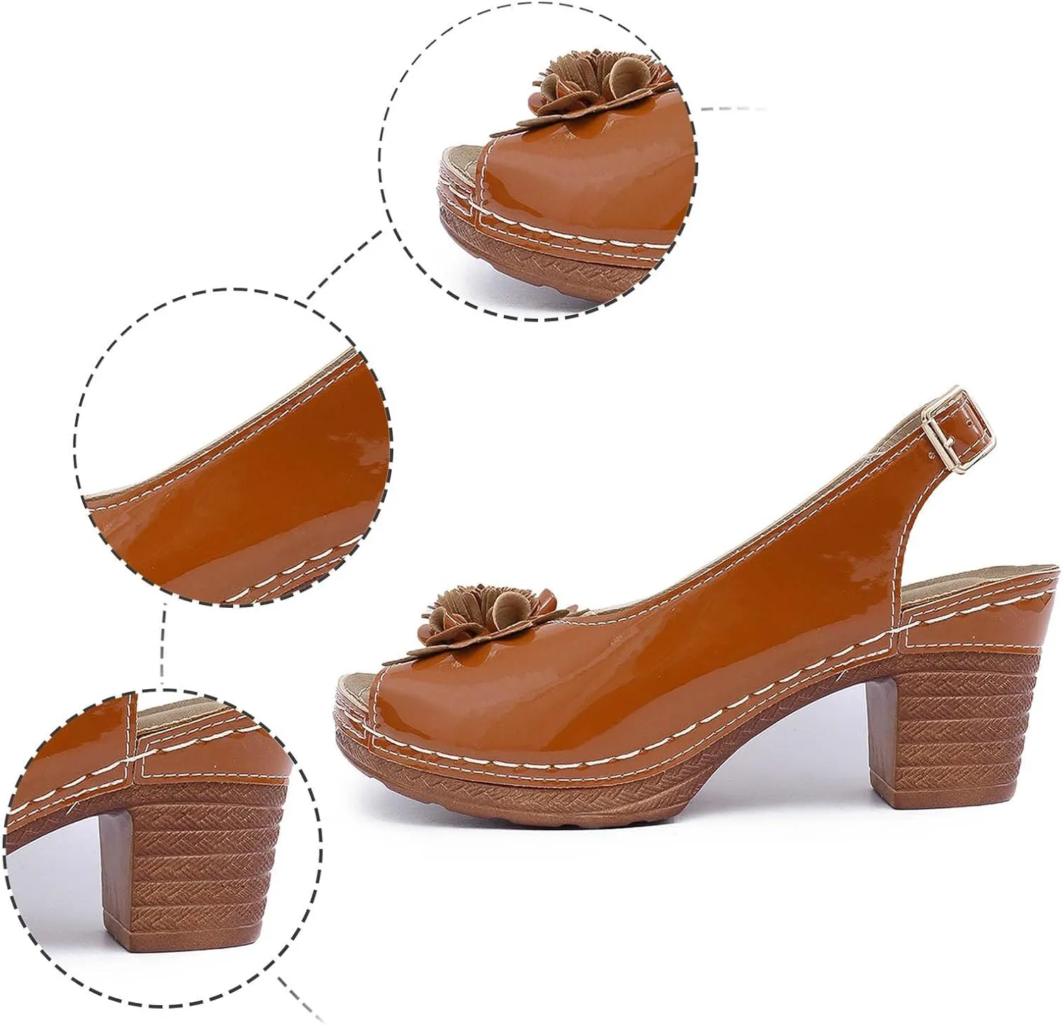 Wedge Sandals for Women Summer Dressy Open Toe Ankle Strap Slingback Chunky Block High Heeled Platform Sandal Summer Dress Pump Shoes