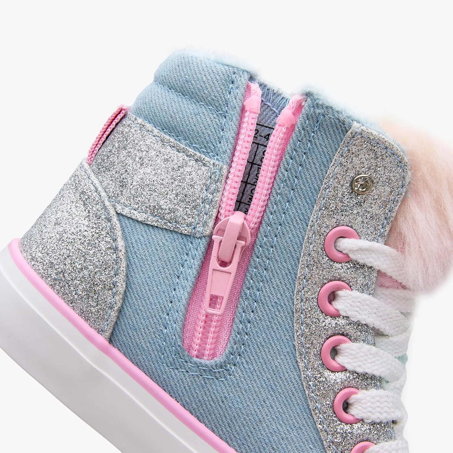 Weestep Girls‘ Glitter High-Top Easy-On Canvas Shoes - Fahion Casual Sneakers for Toddler and Litte Kid