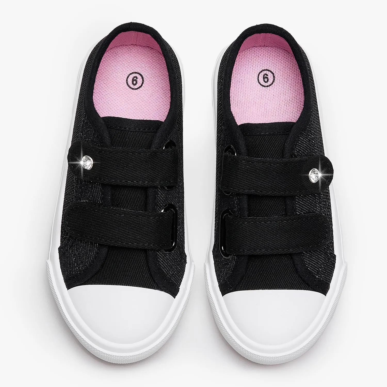 Weestep Girls Glitter Low-Top Casual Canvas Shoes - Lightweight Fashion Sneakers for Toddler and Little Kid