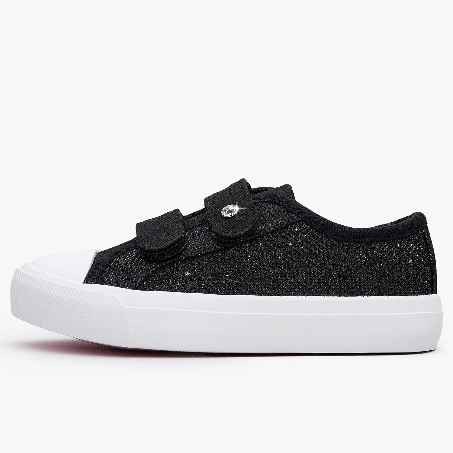 Weestep Girls Glitter Low-Top Casual Canvas Shoes - Lightweight Fashion Sneakers for Toddler and Little Kid