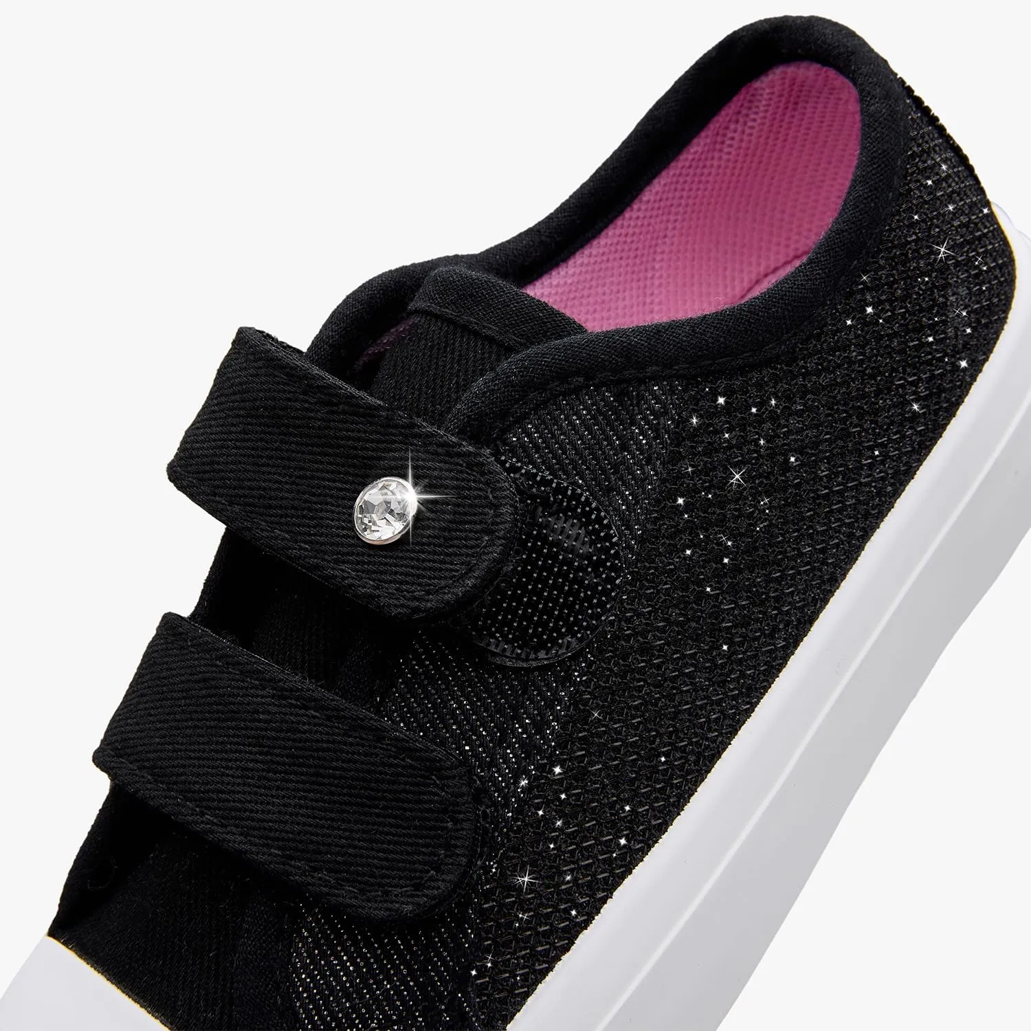 Weestep Girls Glitter Low-Top Casual Canvas Shoes - Lightweight Fashion Sneakers for Toddler and Little Kid