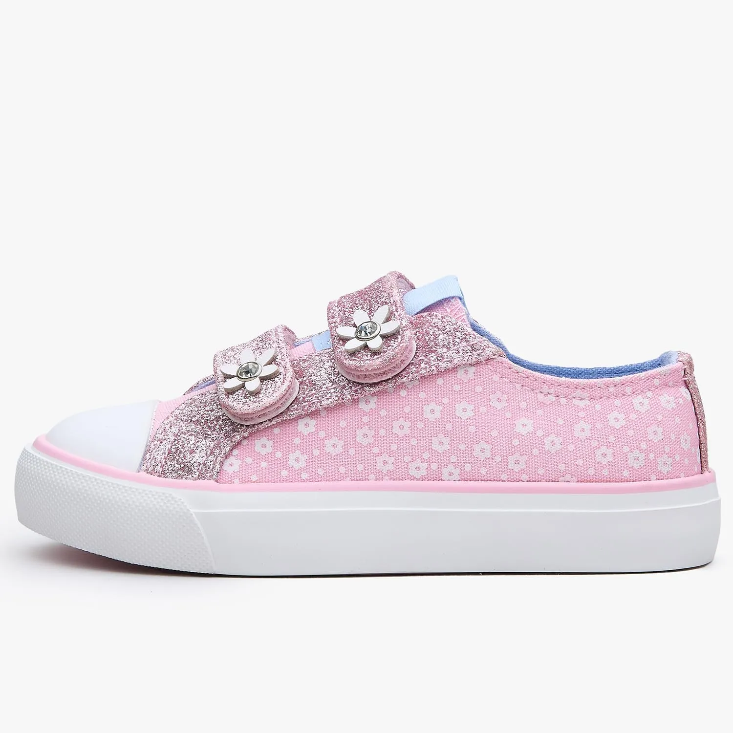 Weestep Girls Glitter Low-Top Casual Canvas Shoes - Lightweight Fashion Sneakers for Toddler and Little Kid