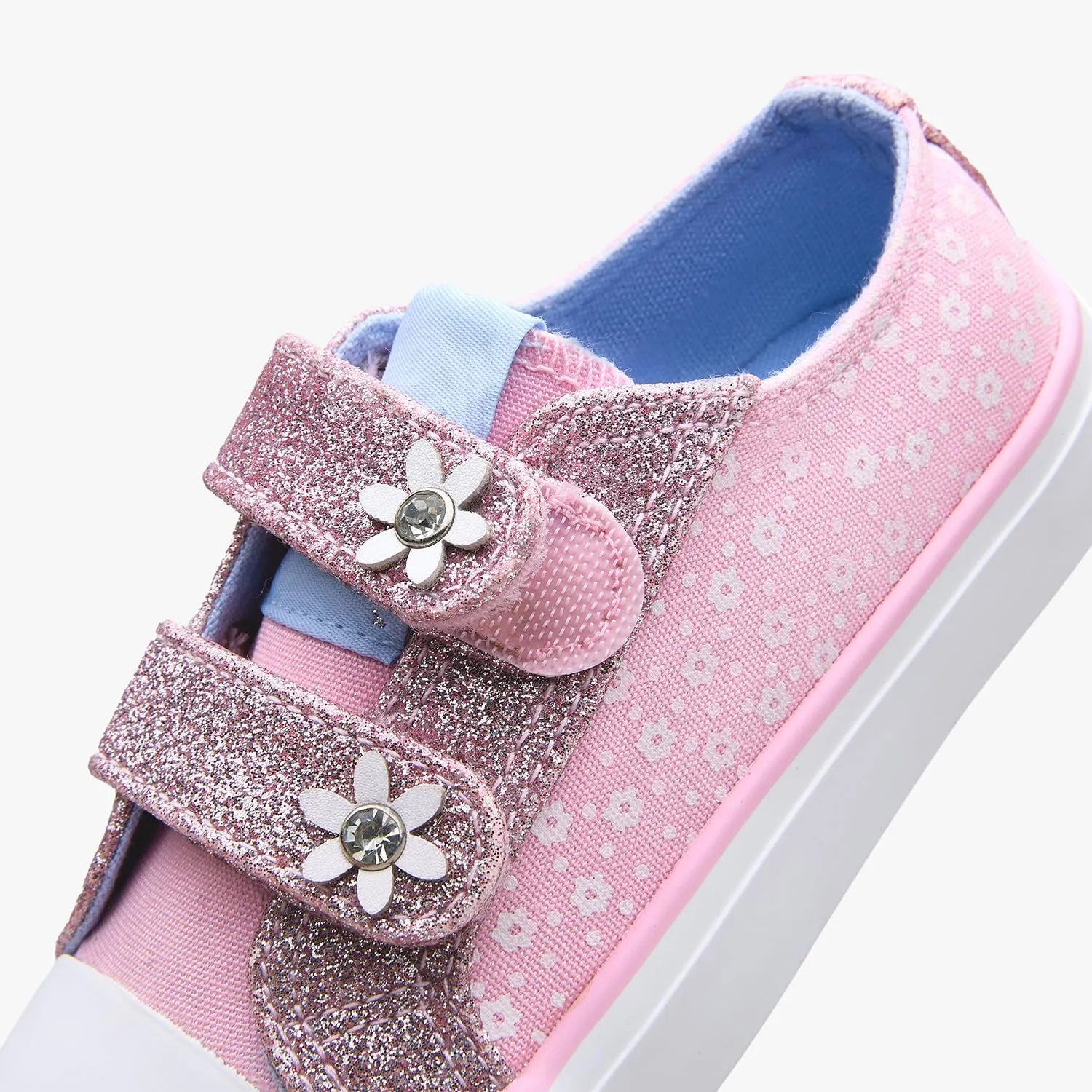 Weestep Girls Glitter Low-Top Casual Canvas Shoes - Lightweight Fashion Sneakers for Toddler and Little Kid