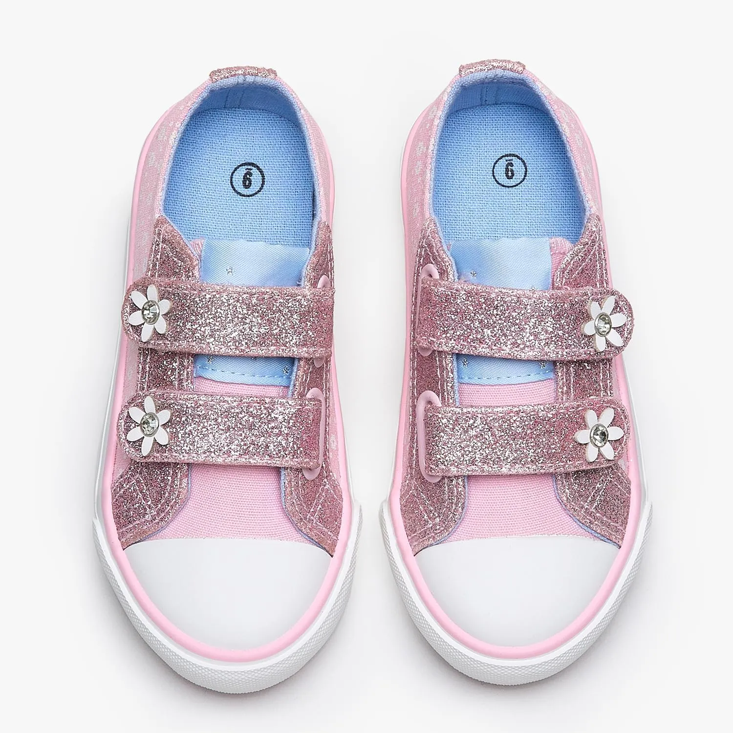 Weestep Girls Glitter Low-Top Casual Canvas Shoes - Lightweight Fashion Sneakers for Toddler and Little Kid